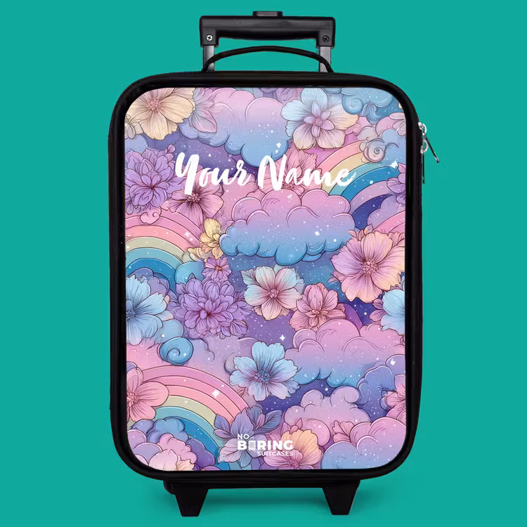 Children's suitcase - Illustration of clouds, rainbows and flowers — 4