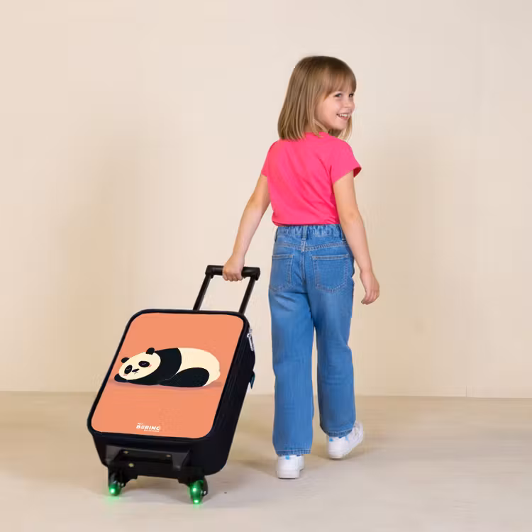 Children's suitcase - Panda - Sleeping - Orange — 2