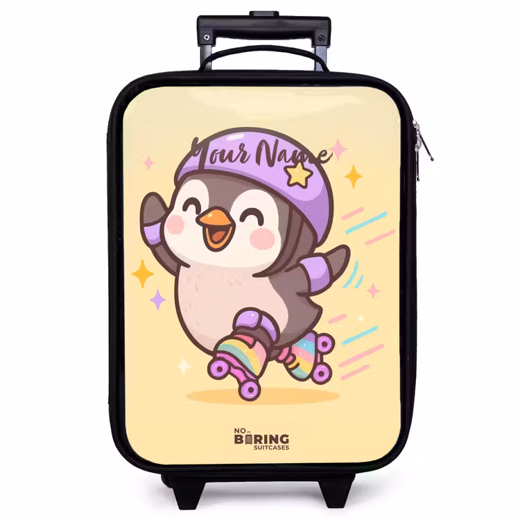 Children's suitcase - Kawai - Penguin - Roller skates — 1