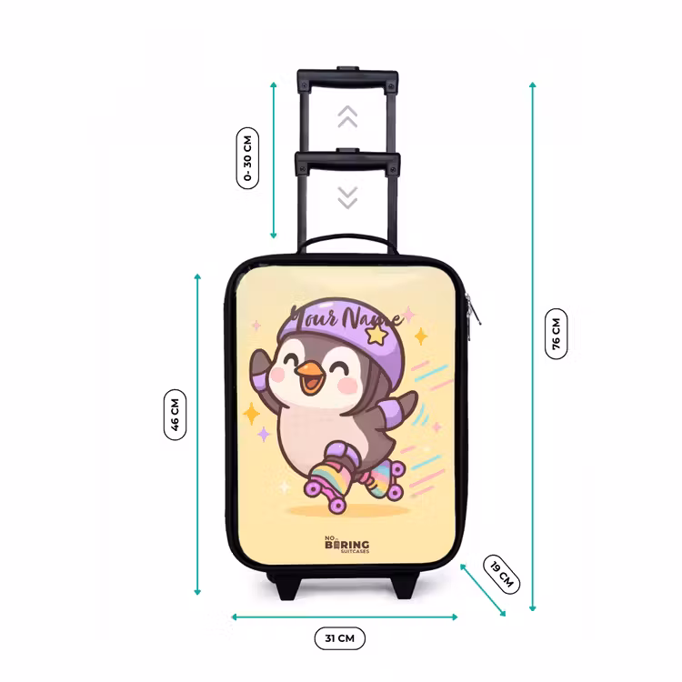 Children's suitcase - Kawai - Penguin - Roller skates — 3