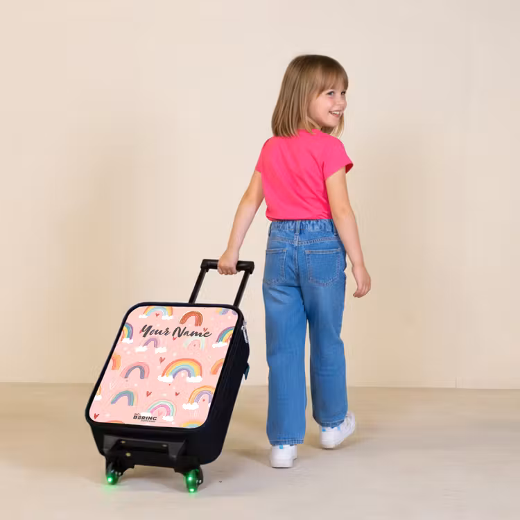 Children's suitcase - Rainbows on a pink background — 2