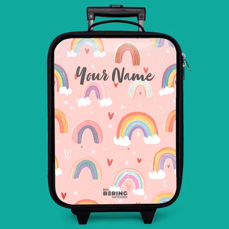 Children's suitcase - Rainbows on a pink background — 4