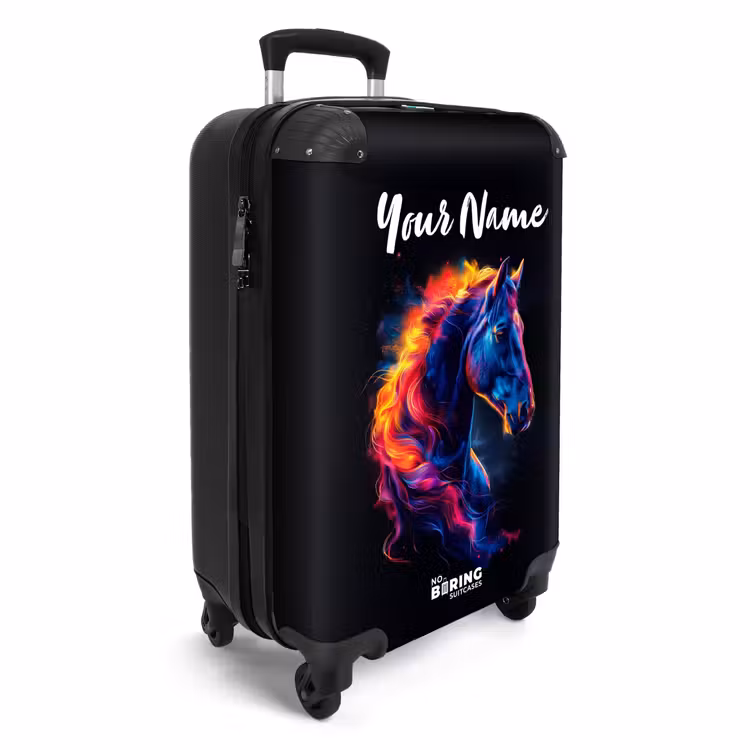 Suitcase with name - Side view of a horse with fiery mane — 2