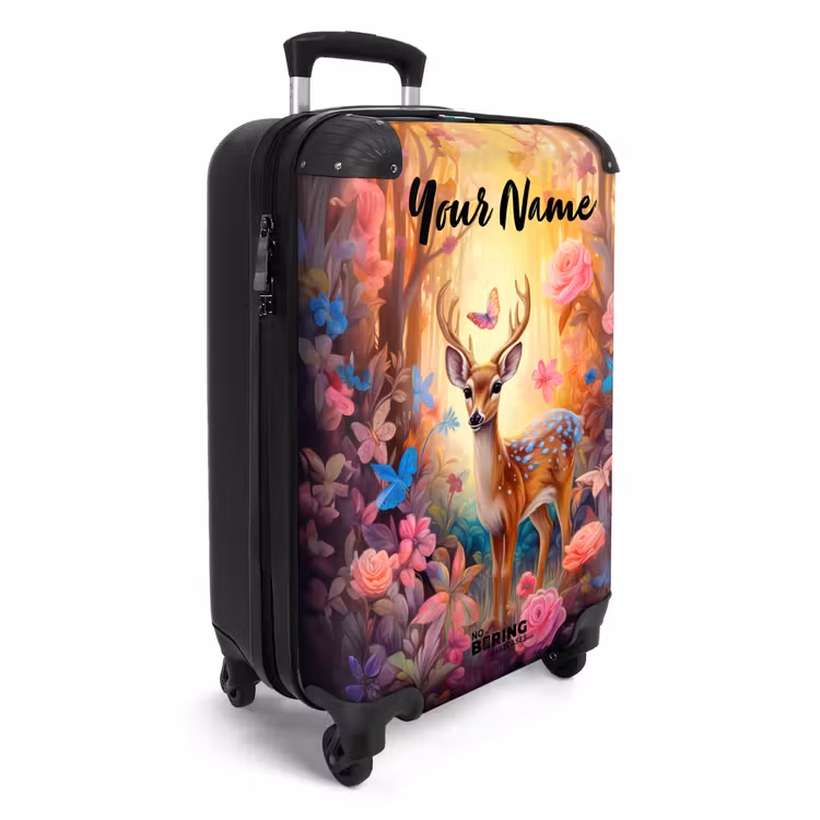 Suitcase with name - Blossom forest deer — 2