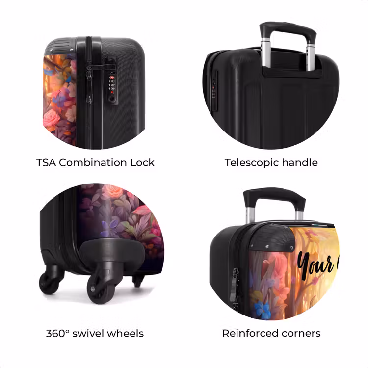 Suitcase with name - Blossom forest deer — 8