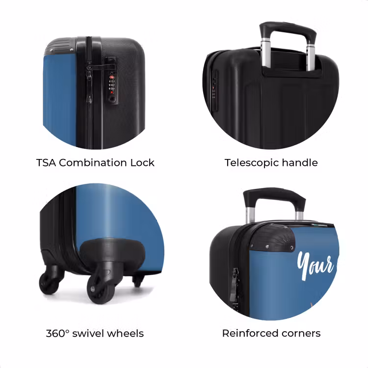 Suitcase with name - Blue car with pink flames — 8