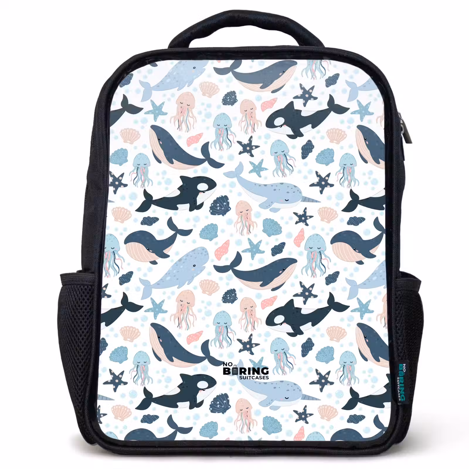 Kids backpack - Black - Ocean animals colorful — 1