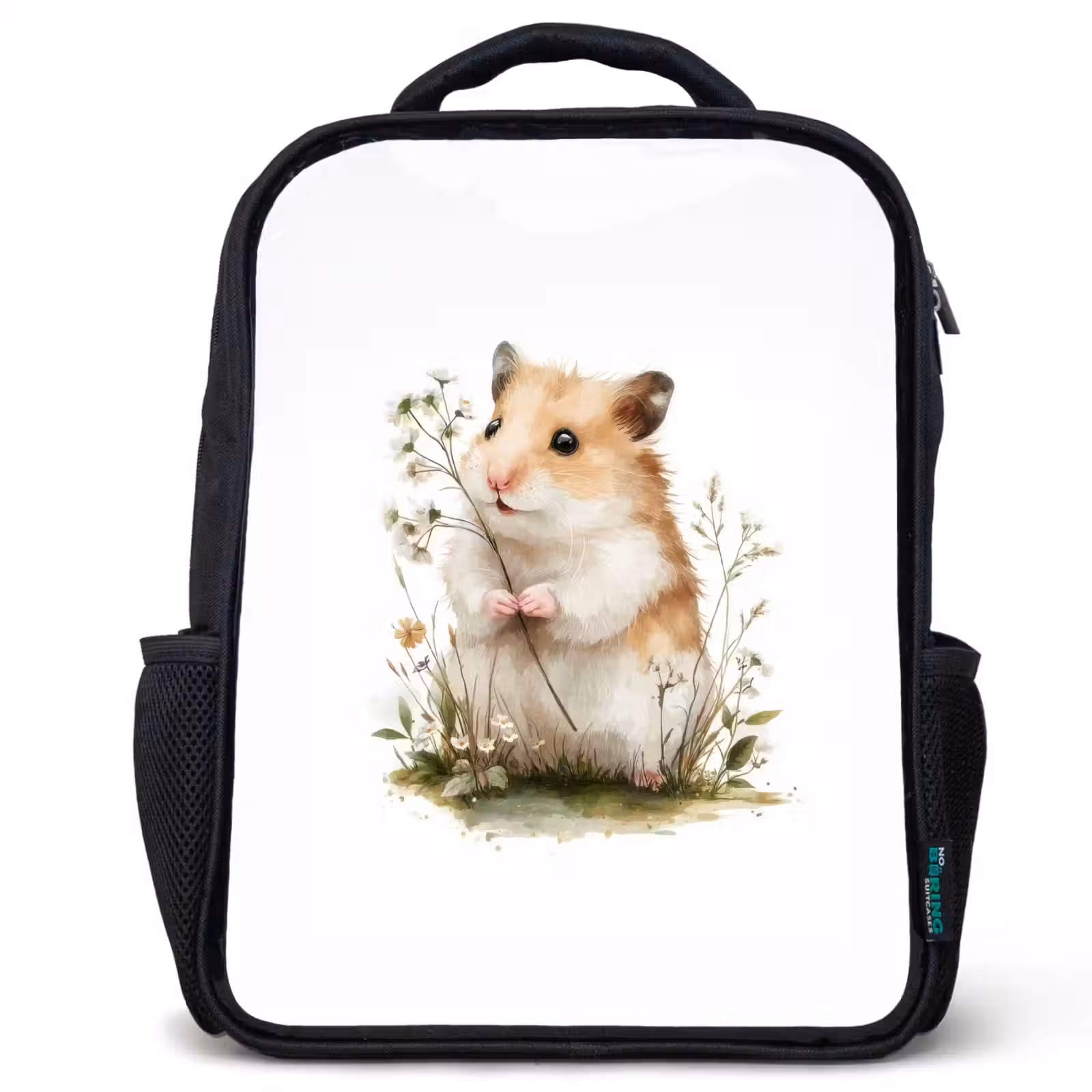 Kids backpack - Black - Tender look with wild flower — 1