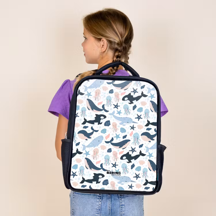 Kids backpack - Black - Ocean animals colorful — 4