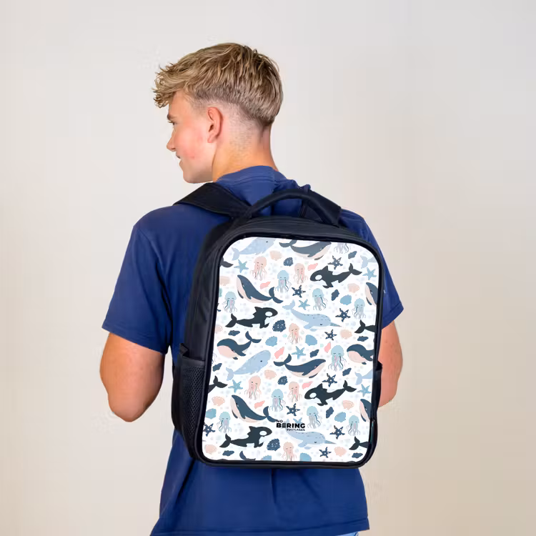 Kids backpack - Black - Ocean animals colorful — 5