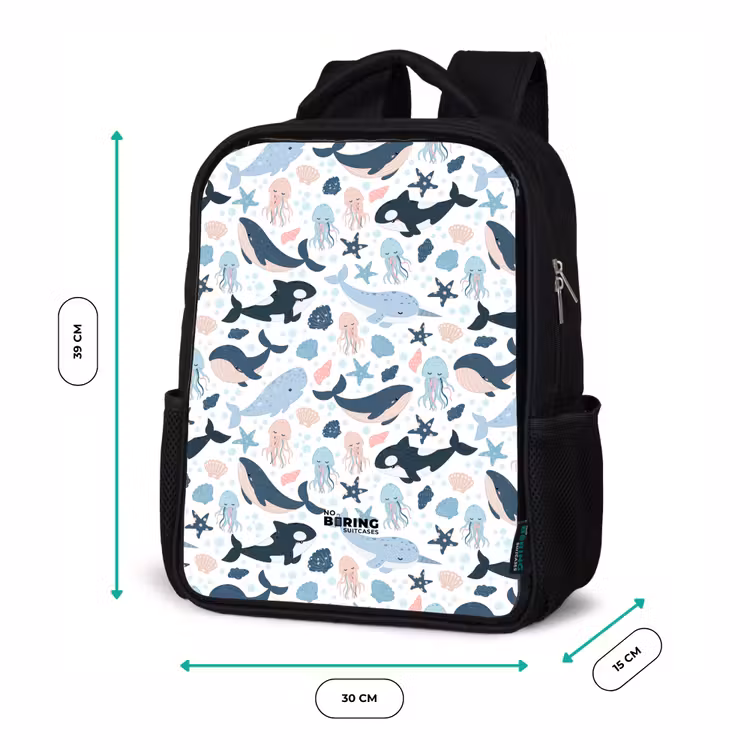 Kids backpack - Black - Ocean animals colorful — 7