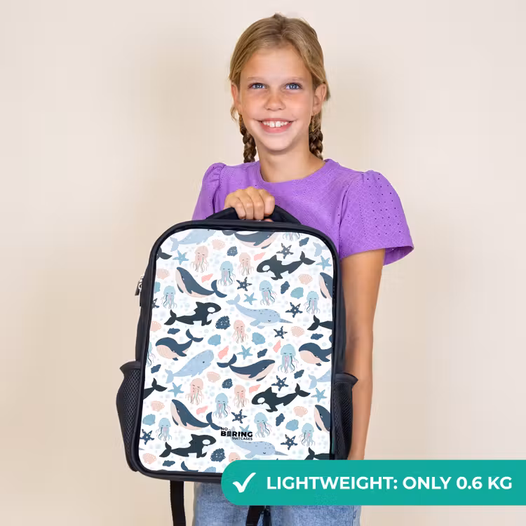 Kids backpack - Black - Ocean animals colorful — 8