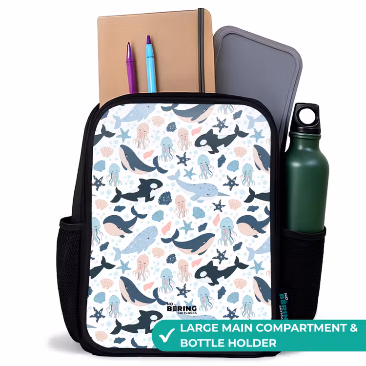 Kids backpack - Black - Ocean animals colorful — 9