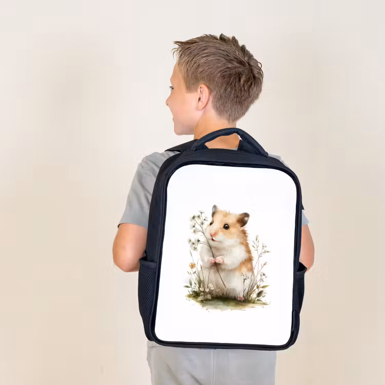 Kids backpack - Black - Tender look with wild flower — 2