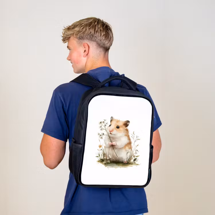 Kids backpack - Black - Tender look with wild flower — 5