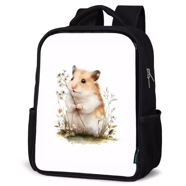 Kids backpack - Black - Tender look with wild flower — 6
