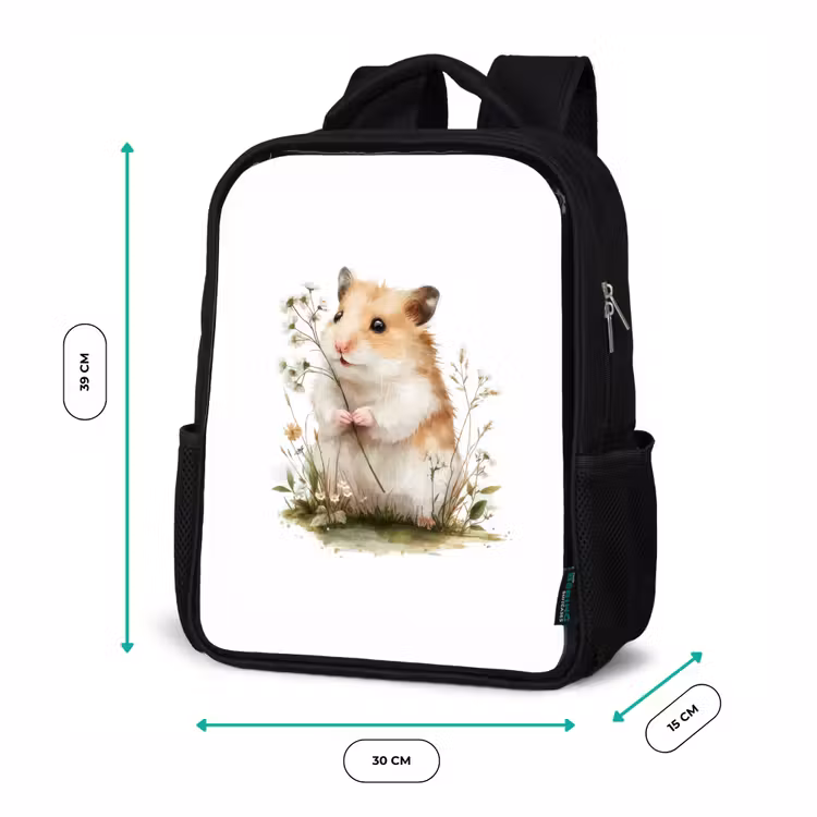 Kids backpack - Black - Tender look with wild flower — 8