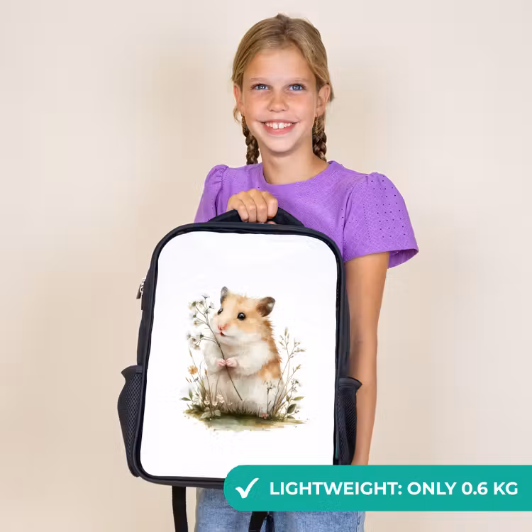 Kids backpack - Black - Tender look with wild flower — 9