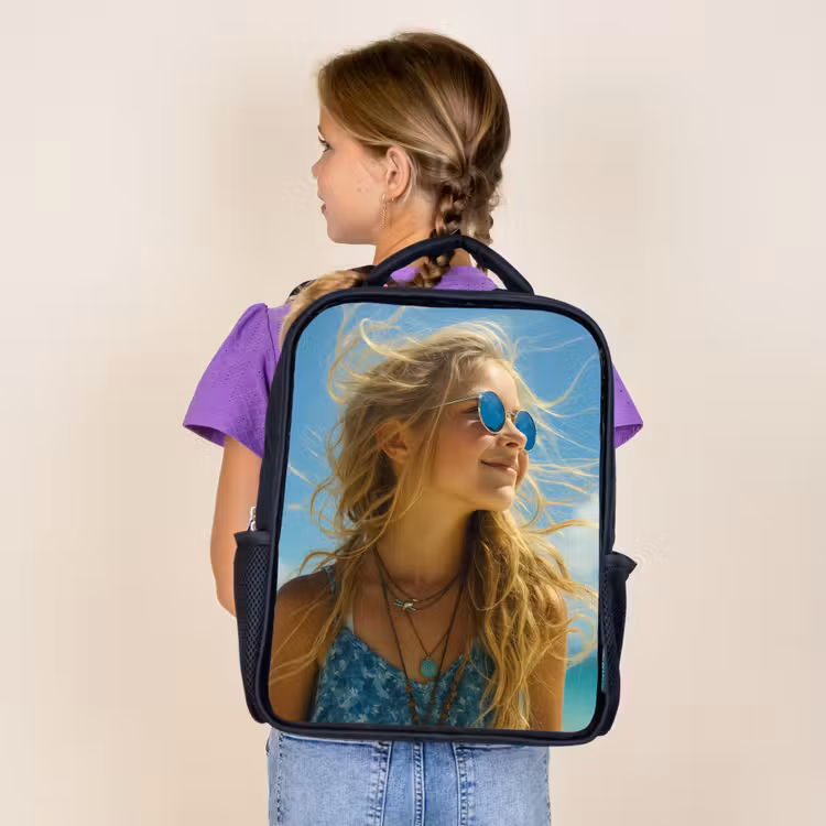 Children's backpack black with own photo — 2