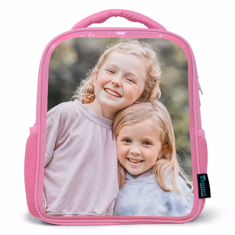 Children's backpack pink with own photo — 1