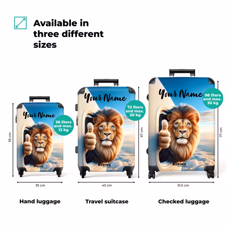 Suitcase with name - Air pilot lion — 3