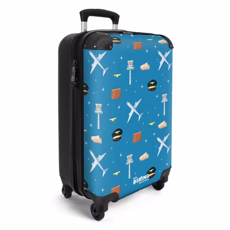 Suitcase - Aviation theme with airplanes on blue background — 2