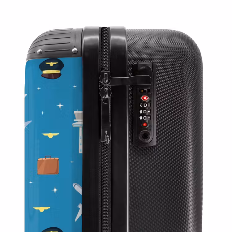 Suitcase - Aviation theme with airplanes on blue background — 6