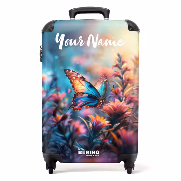Suitcase with name - Butterfly flowers — 1
