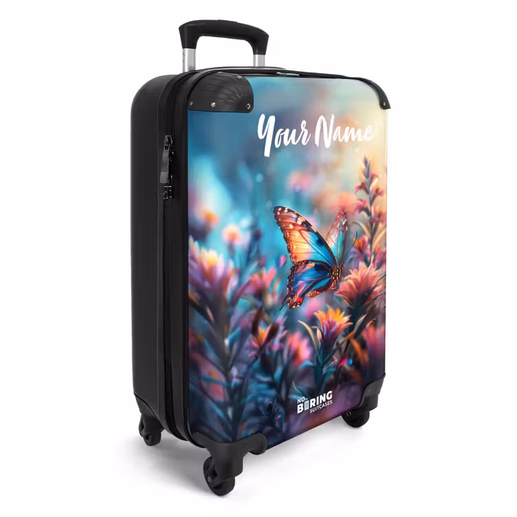 Suitcase with name - Butterfly flowers — 2