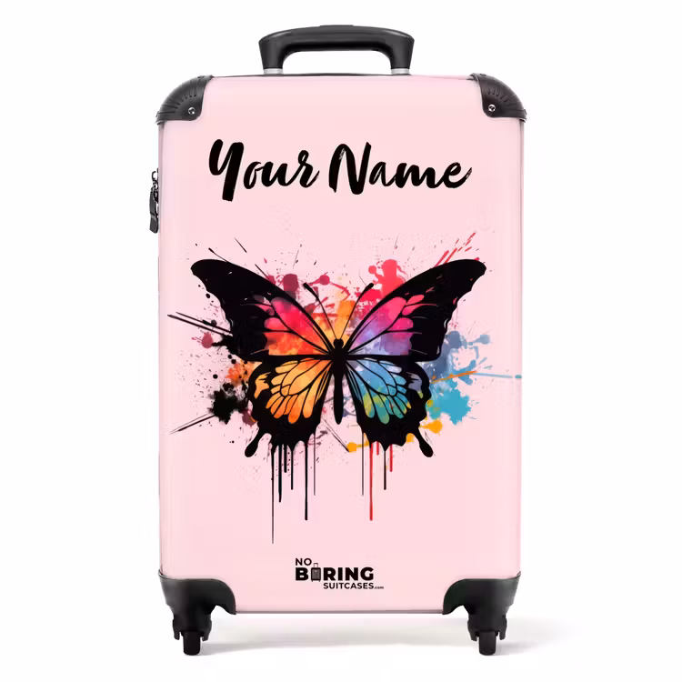 Suitcase with name - Butterfly Paint — 1