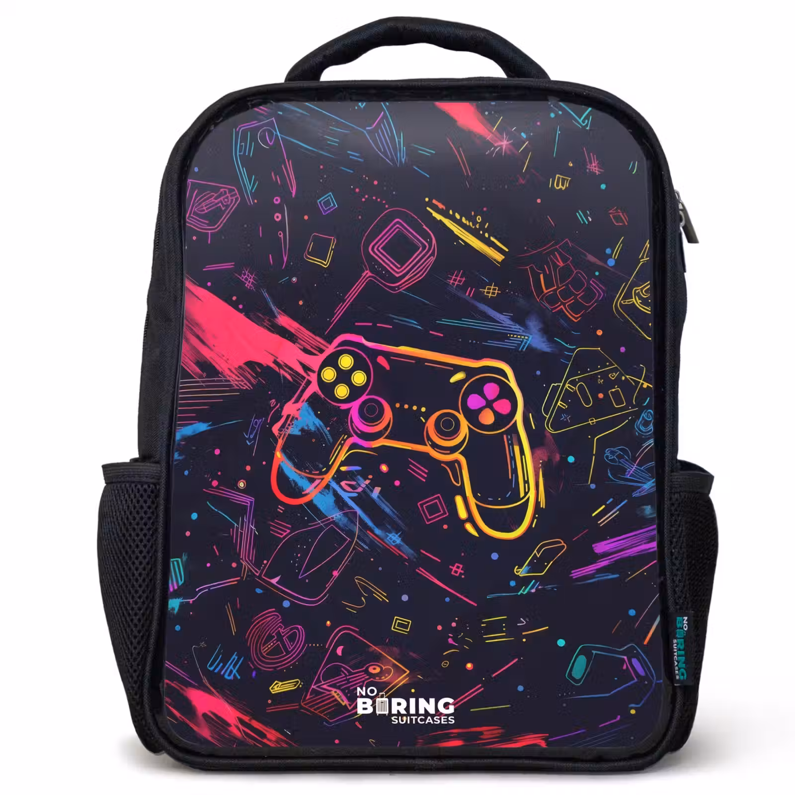 Kids backpack - Black - Gamer world in neon style — 1