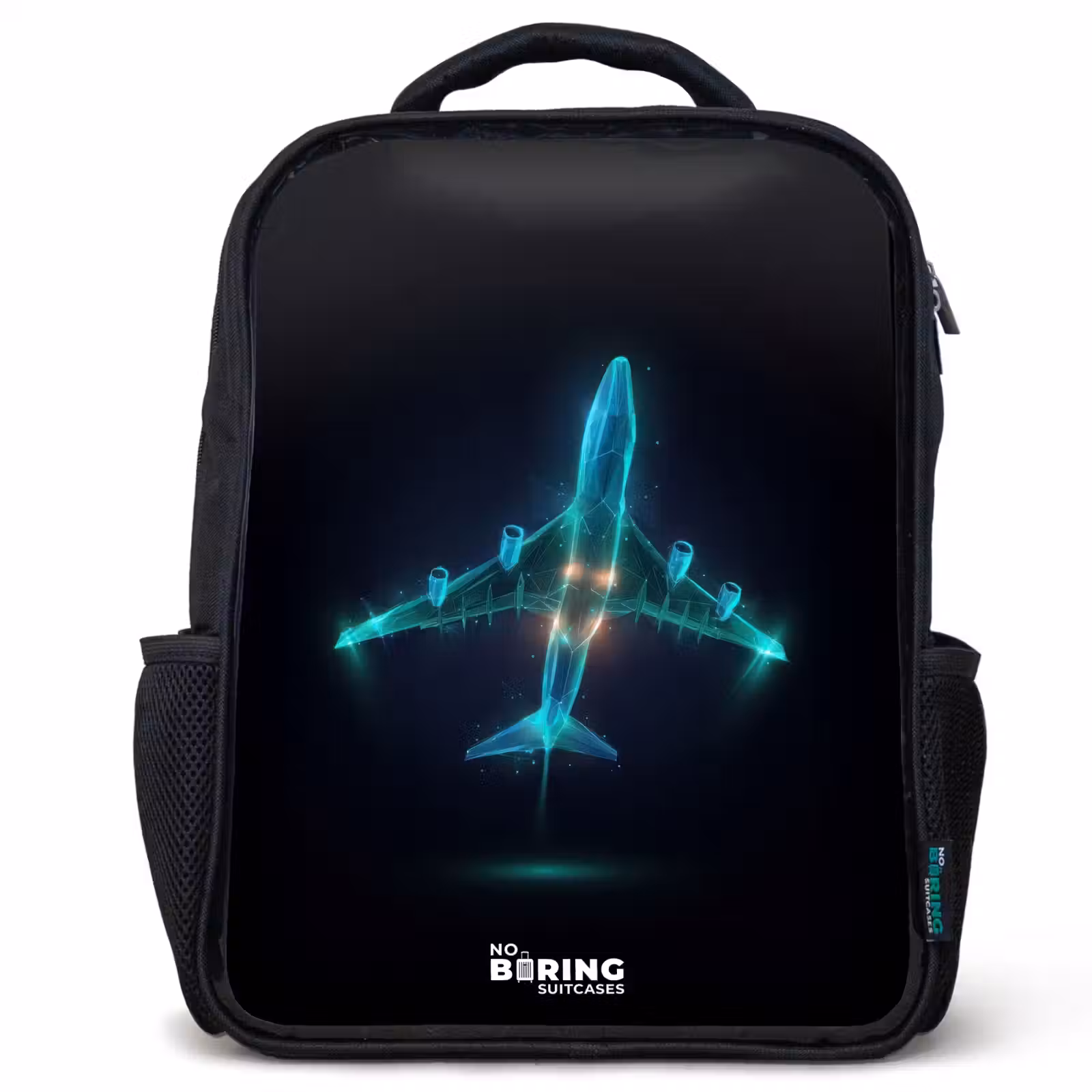 Kids backpack - Black - Luminous airplane — 1