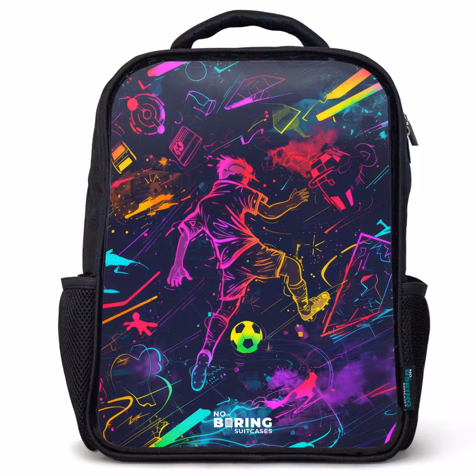 Kids backpack - Black - Street soccer in space colors — 1