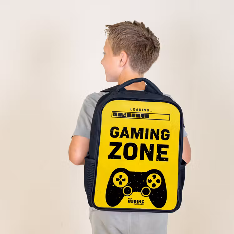 Kids backpack - Black - Black and yellow with gaming zone — 2