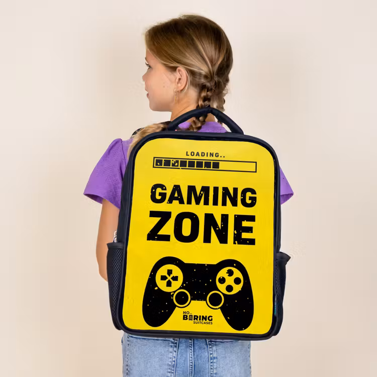 Kids backpack - Black - Black and yellow with gaming zone — 4