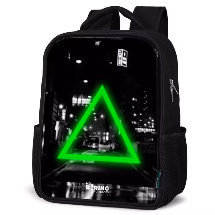 Kids backpack - Black - Bright green triangle — 6