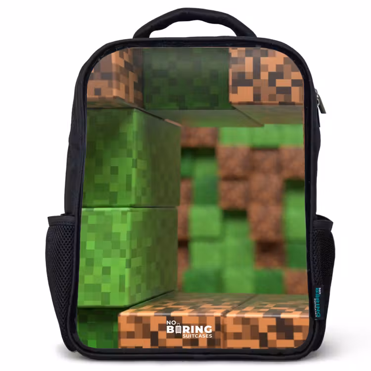 Kids backpack - Black - Close-up with pixelated blocks — 1