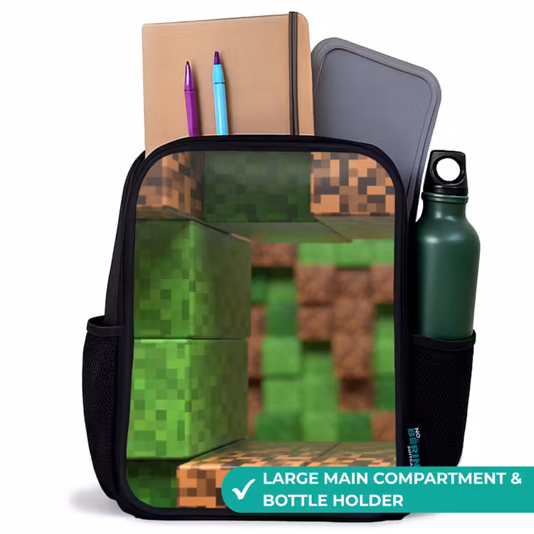 Kids backpack - Black - Close-up with pixelated blocks — 10