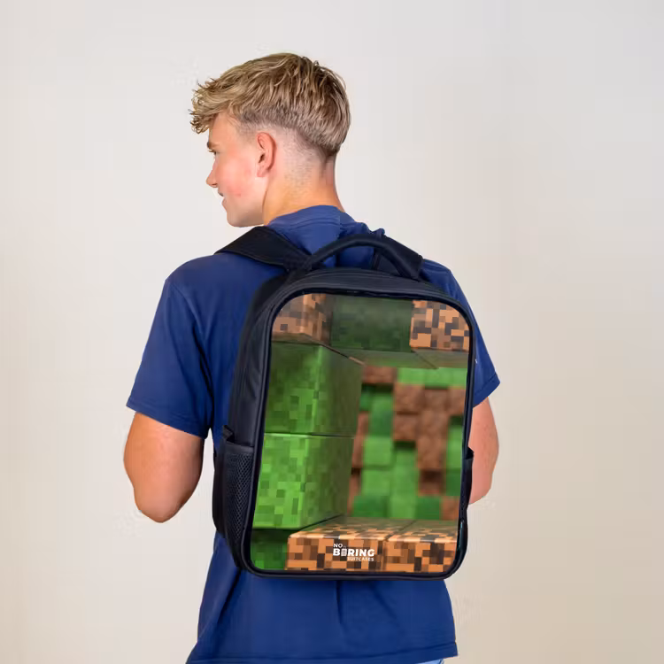 Kids backpack - Black - Close-up with pixelated blocks — 5