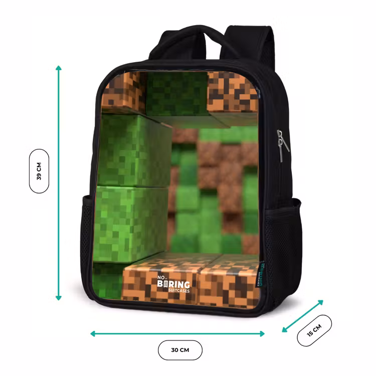 Kids backpack - Black - Close-up with pixelated blocks — 8