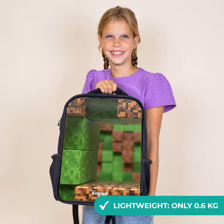 Kids backpack - Black - Close-up with pixelated blocks — 9