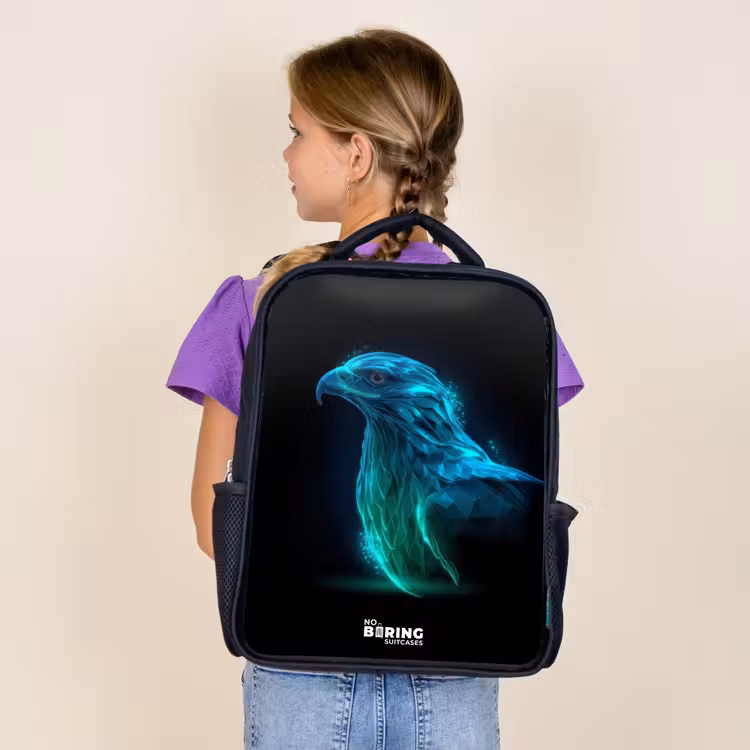 Kids backpack - Black - Digital eagle in profile — 4