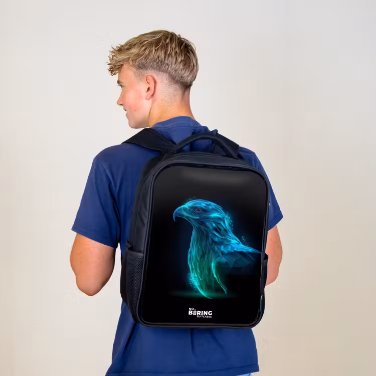 Kids backpack - Black - Digital eagle in profile — 5