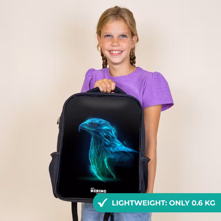 Kids backpack - Black - Digital eagle in profile — 9