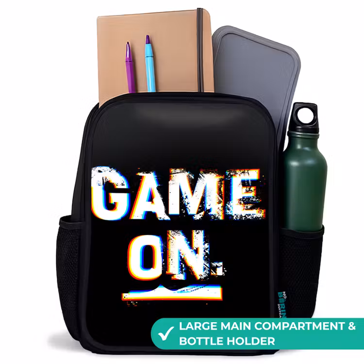 Kids backpack - Black - Game on in black and white — 10