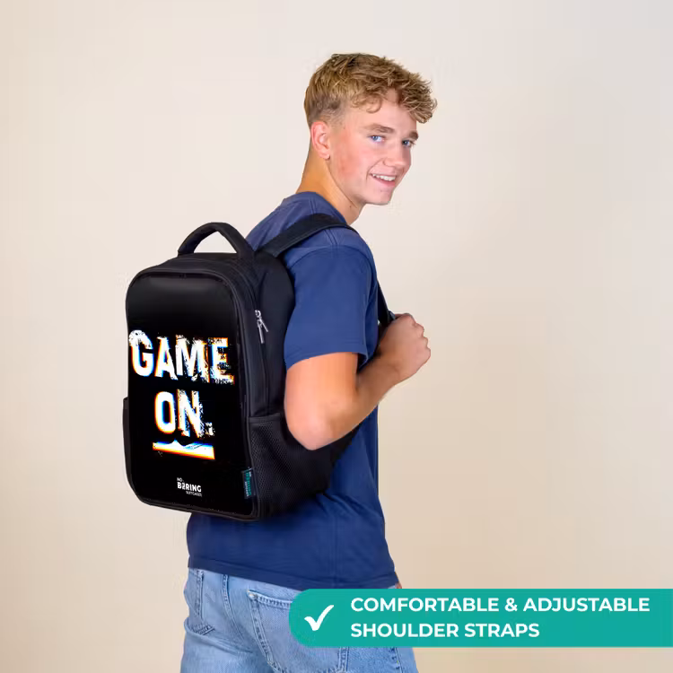 Kids backpack - Black - Game on in black and white — 11