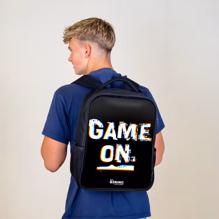 Kids backpack - Black - Game on in black and white — 5