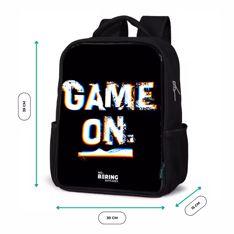 Kids backpack - Black - Game on in black and white — 8