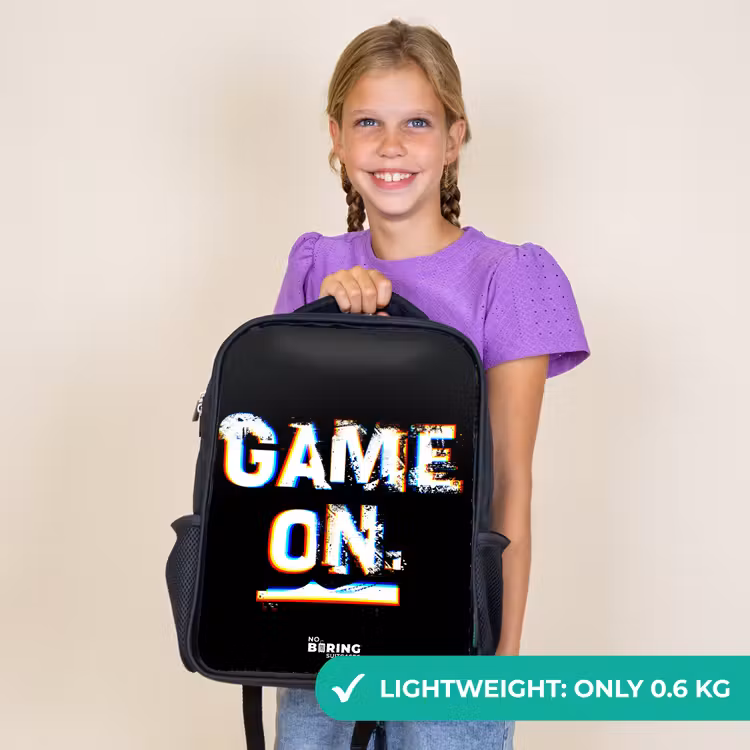 Kids backpack - Black - Game on in black and white — 9
