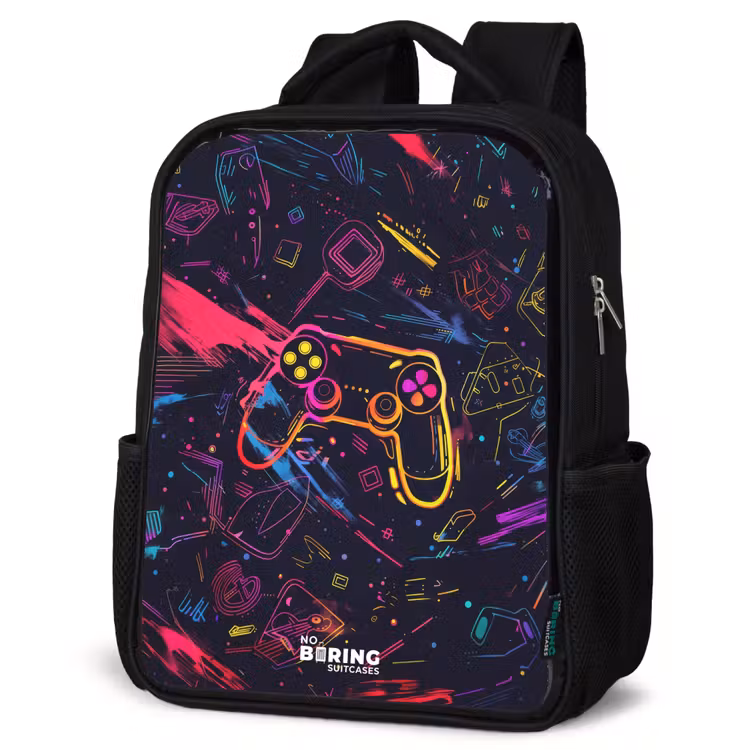 Kids backpack - Black - Gamer world in neon style — 6